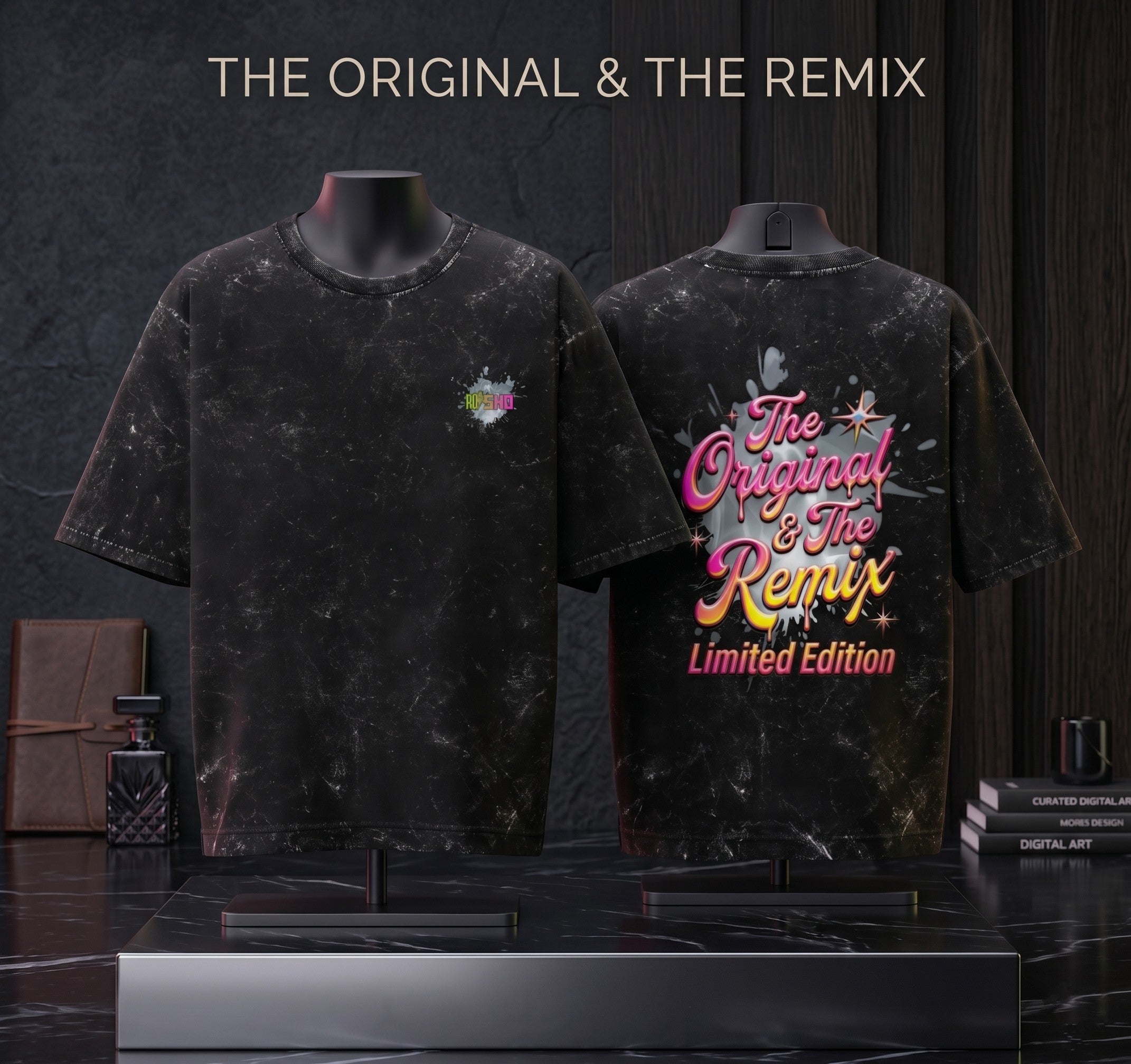 Metallic "The Remix" Y2K Unisex Acid Washed Oversized Tee