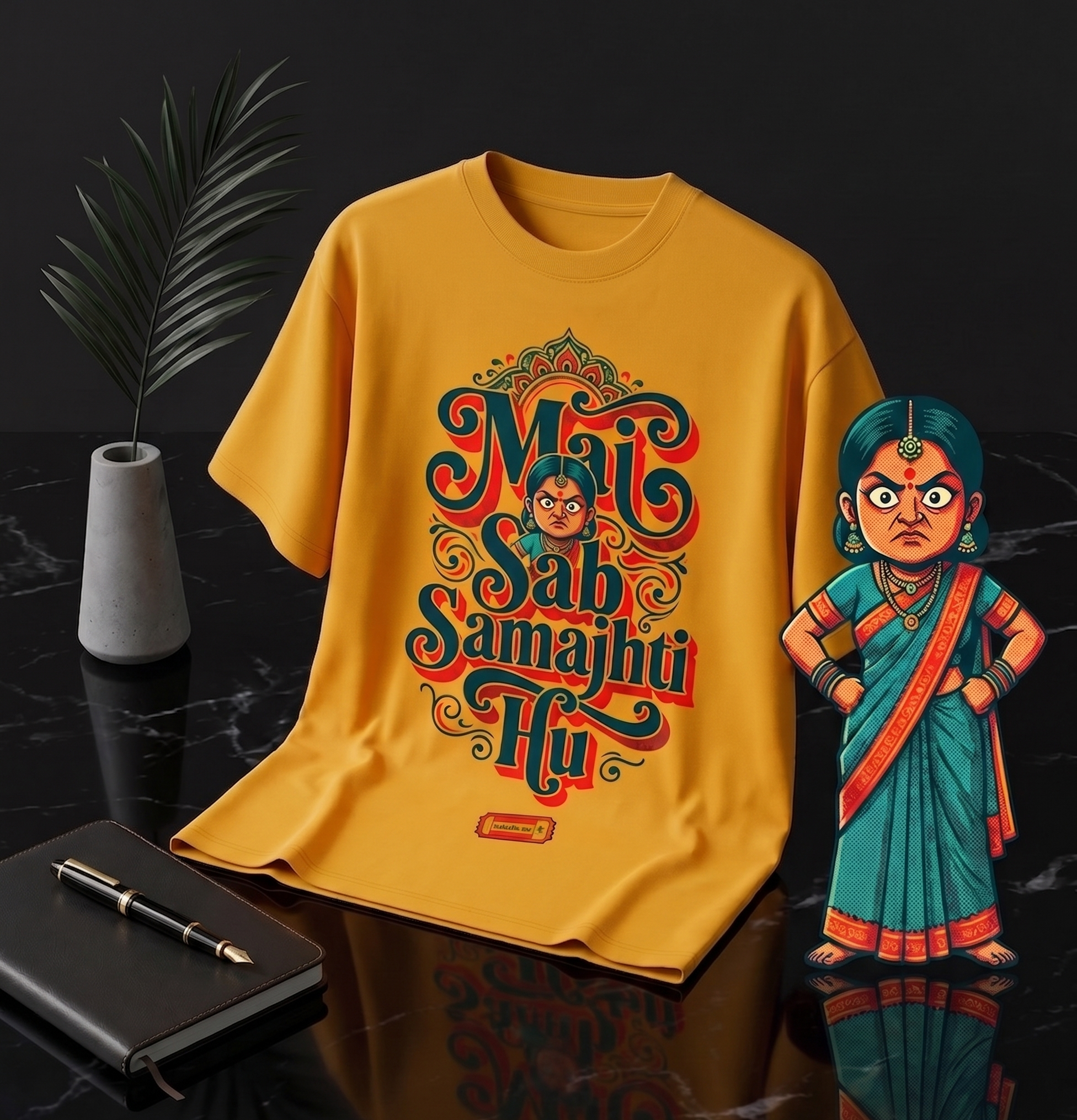 "Mai Sab Samajhti Hu" Retro Oversized Unisex Tee (Vertical Print)