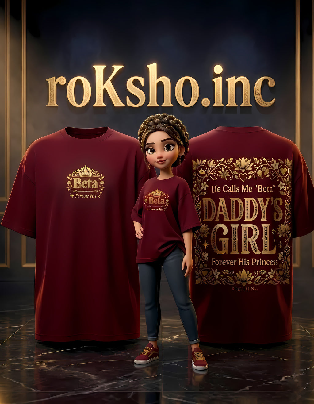 Daddy's Girl Beta, Forever Princess - Unisex Heavyweight Terry Oversized Tee | roKsho.inc