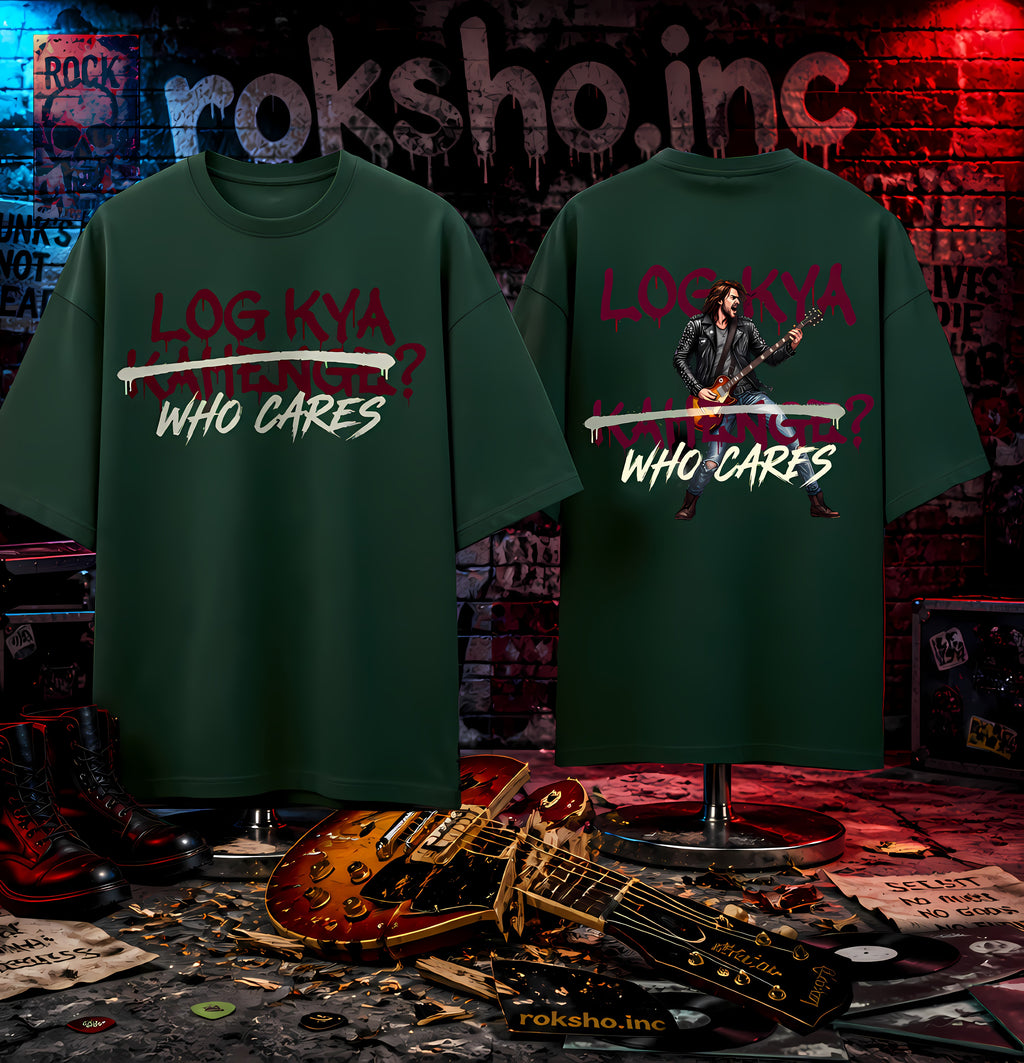 Log Kya Kahenge? Who Cares! - Unisex Heavyweight Terry Oversized T-Shirt | roKsho.inc