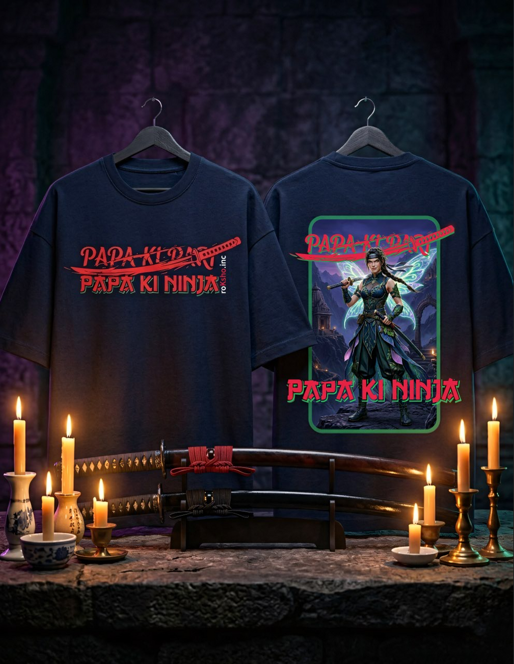 Papa ki Pari / Papa ki Ninja - Unisex Heavyweight Terry Oversized T-Shirt | roKsho.inc